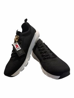 Rieker Black Knit Sneakers with White Sole